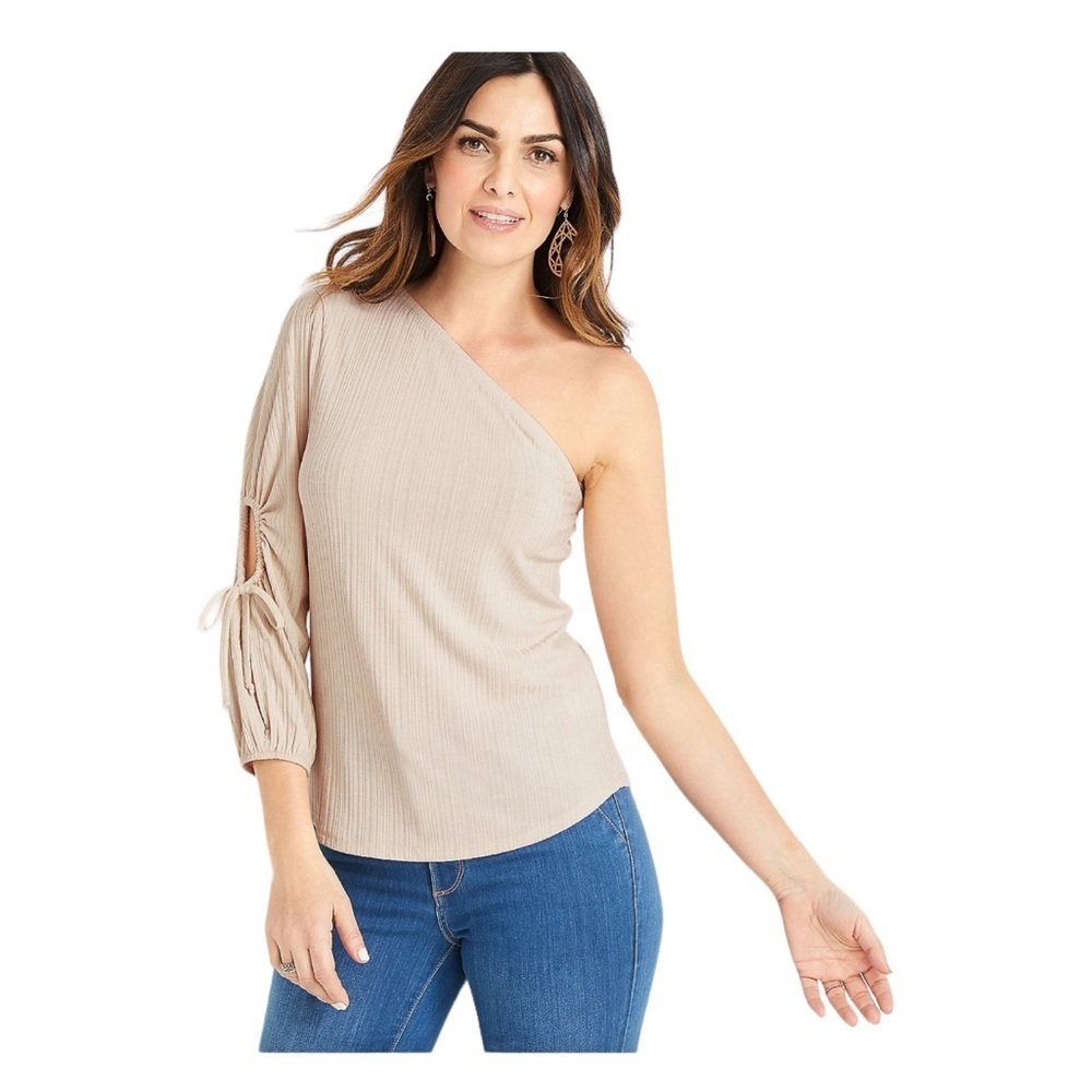 Maurices NWT Large One Shoulder Ribbed Knit Top
